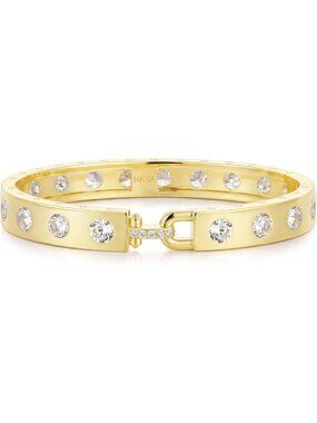 Elegant Gold Bangle Bracelets for Women, 14K Gold Filled with Sparkling CZ